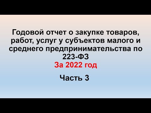 Формирование отчёта СМСП по Закону № 223-ФЗ в 2023 г. за 2022 год. 3 часть