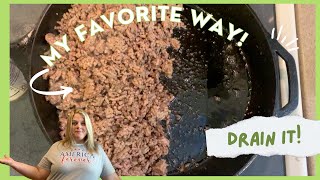 How to Drain the Grease from Ground Beef - My Favorite Way!