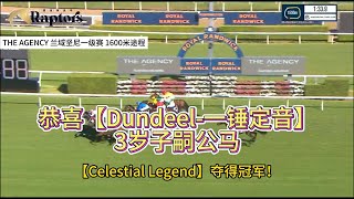恭喜【Dundeel-一锤定音】子嗣【Celestial Legend】在澳洲兰域坚尼一级赛中夺冠！他是猛龙团队的马女【Mulan Ardeche-木兰大师】同父系哥哥！