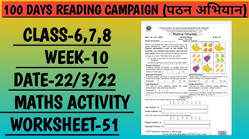 CLASS-6,7,8|100 days|Reading Campaign|Maths Activity  worksheet-51, English medium|Date-22/3|22|
