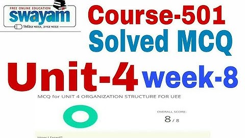 NIOS-D.EL.ED SWAYAM SOLVED MCQ, COURSE-501|Unit-4|Organization structure for UEE|
