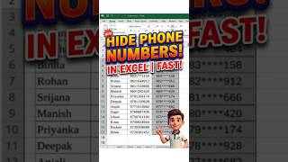 Hide Phone Numbers in Excel Fast! 🤫 #shorts #excel