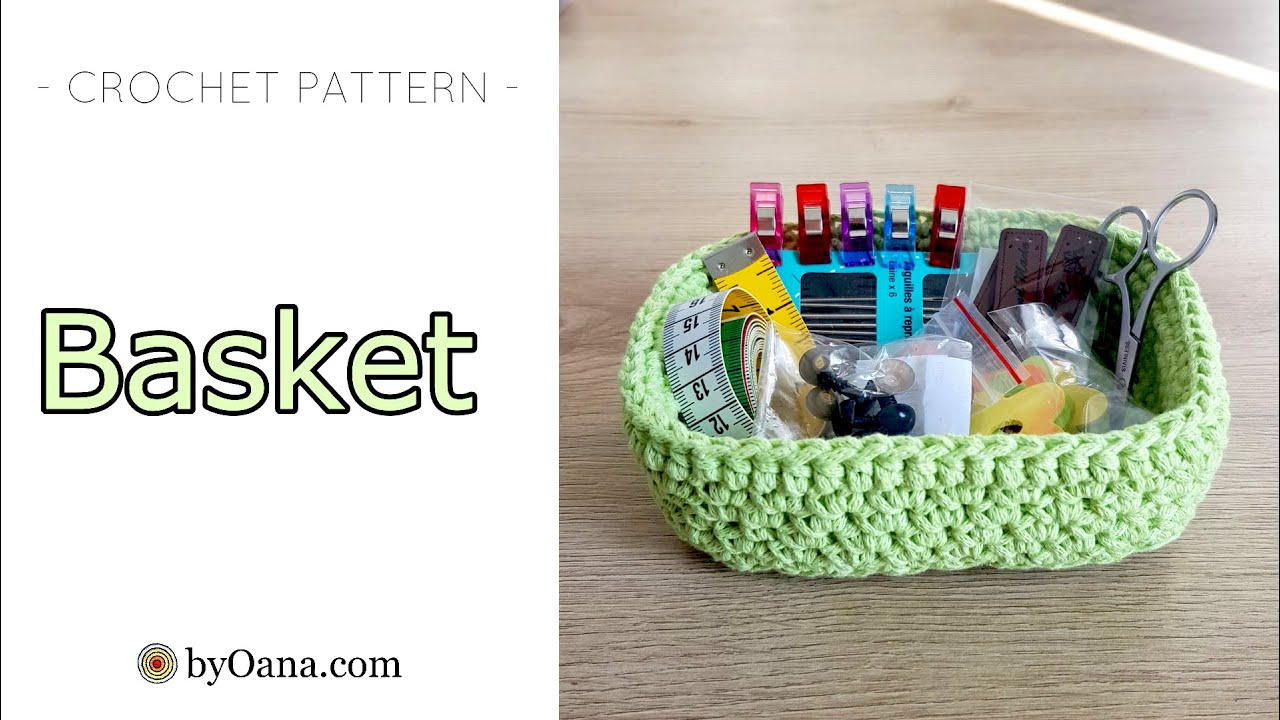 Crochet Rectangle Basket with Dividers made in Rounds 