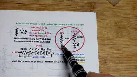 Diagram Explained For 4 Series Red LEDs With 12V Supply By Electronzap
