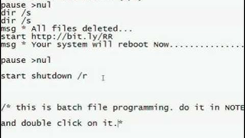 SHock anyone by deleting all files using Batch file programing.flv
