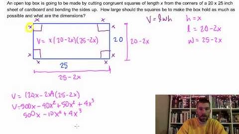 Calculus - 4.4 Notes Example 3: Maximum Volume of a Box