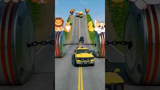 Cars Vs Cargo Track & School Bus Vs Giant Pit Bollards Crash In The Game Beamng.drive