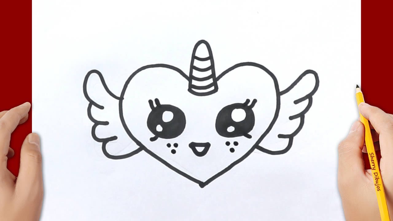 Cómo dibujar un corazón unicornio con alas | Dibujos fáciles y lindos -  thptnganamst.edu.vn