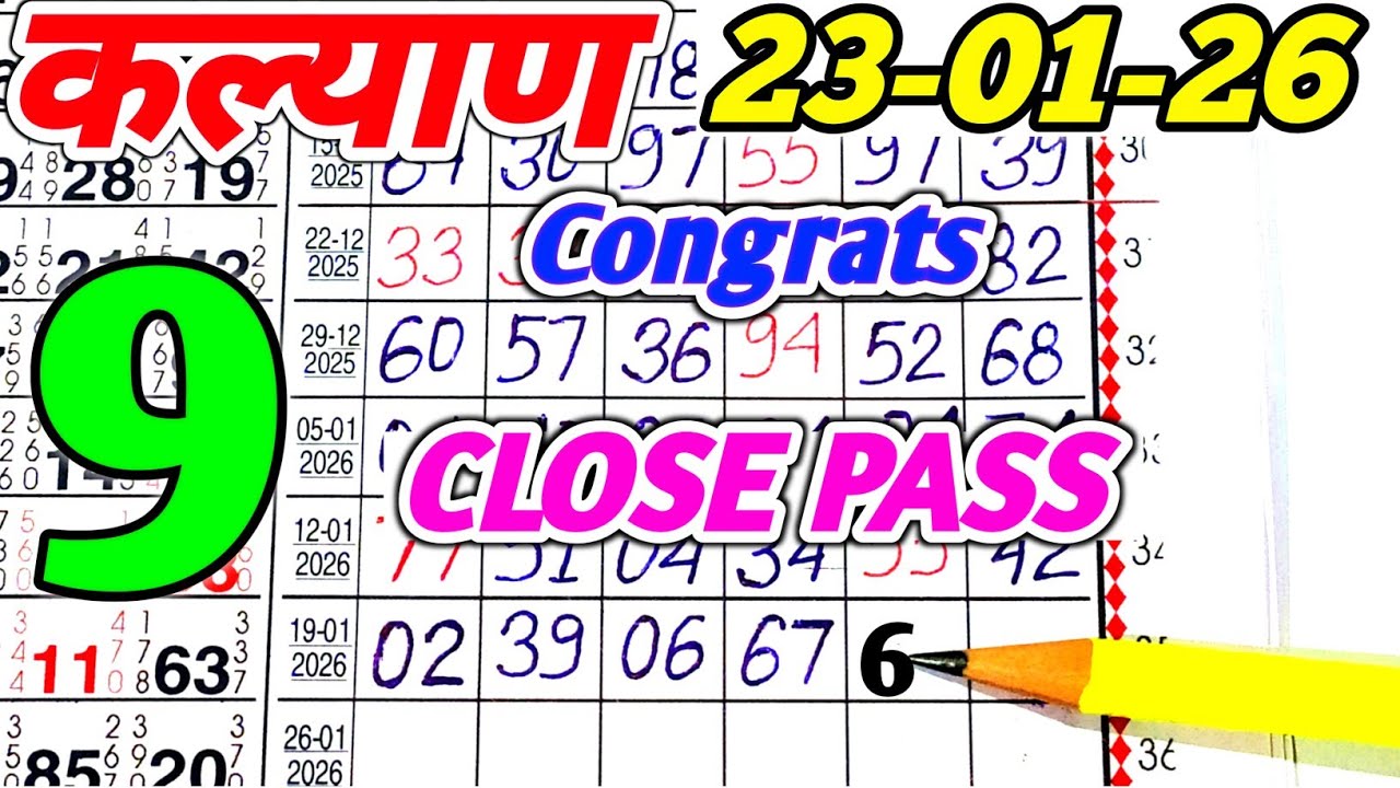 Kalyan Today Chart 23/01/2026 Single Open Jodi Pane Table Trick & Lock System Trick