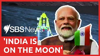 India's Chandrayaan-3 makes historic landing on the moon's south pole | SBS News screenshot 2