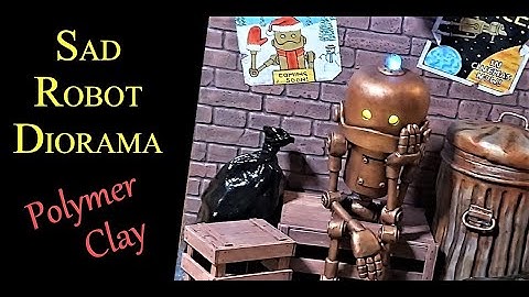 Sculpting A Steampunk "Sad Robot" Diorama/ Polymer Clay/Fairy lights Time-Lapse Sculpture.