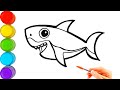 Shark Drawing and Painting  / Child art, Shark Drawing for, Toddlers | How to draw sea Animals #