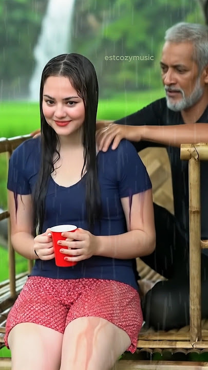 ASMR rain, Relaxing massage in a quiet rural bamboo hut #short #rain #asmr #viralvideo