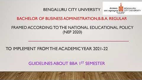 Bengaluru City University-BBA (Regular) 1st Semester Guidelines