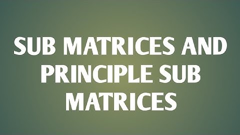 SUB MATRICES AND PRINCIPLE SUB MATRICES || MATRICES || MATHS || CBSE || #MATHS_VERSE