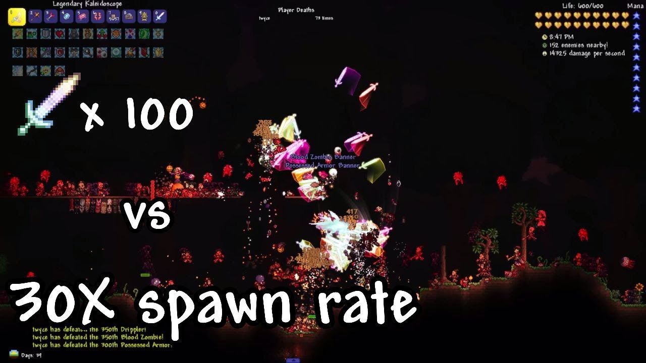 Terraria 100 Terraprisma vs 30X Spawn Rate Legendary World.... - YouTube