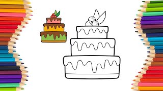 how to draw a cake / Easy how to draw a birthday cake   / tutorial by colorful kids lab