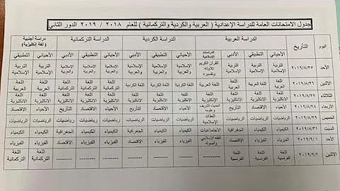 Ø¬Ø¯ÙˆÙ„ Ø§Ù…ØªØ­Ø§Ù†Ø§Øª Ø§Ù„Ø¯ÙˆØ± Ø§Ù„Ø«Ø§Ù†Ù‰ Ù„Ù„Ø´Ù‡Ø§Ø¯Ø© Ø§Ù„Ø§Ø¹Ø¯Ø§Ø¯ÙŠØ©