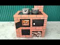 Two-in-one wood stove / Creative ideas from red brick and cement