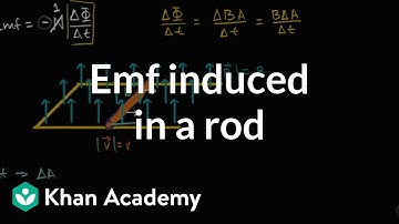 Emf induced in rod traveling through magnetic field | Physics | Khan Academy