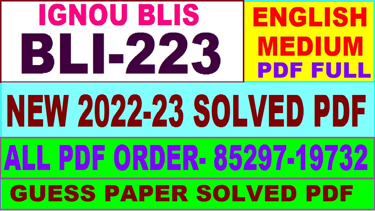 blis solved assignment 2022 23