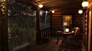 Cozy Cabin Porch with Heavy Rainstorm - Relaxing Rain Sounds for Sleeping, Studying & Relax 8 Hours