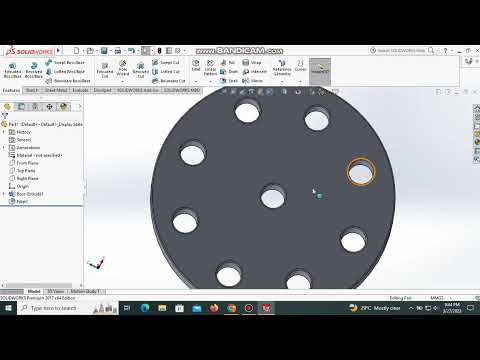 SOLIDWORKS BASIC TUTORIAL 04-  How to use Circular & Linear Pattern Features.