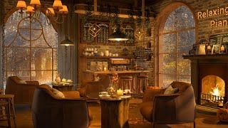 Autumn Rainy Day in Cozy Coffee Shop 4K with Relaxing Jazz Music for Study\/Work to