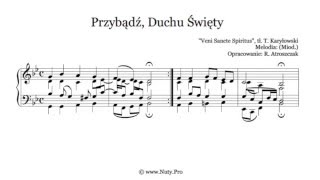 Video thumbnail of "Przybądź, Duchu Święty - nuty i tekst pdf na organy lub pianino - www.Nuty.Pro"