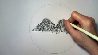 Claire Holoway Colouring - colouring an easy mountain / pasture / river background
