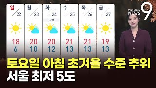 [날씨] 토요일 아침 초겨울 수준 추위…서울 최저 5도