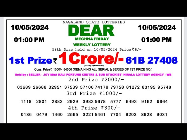 🔴 Lottery Sambad Live 01:00pm 10/05/24 Morning Nagaland State Dear Lottery Result Pdf Download class=