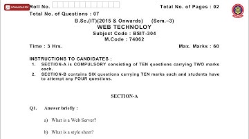 BSC 3RD SEM IT WEB TECHNOLOY NOV 2019 | PTU