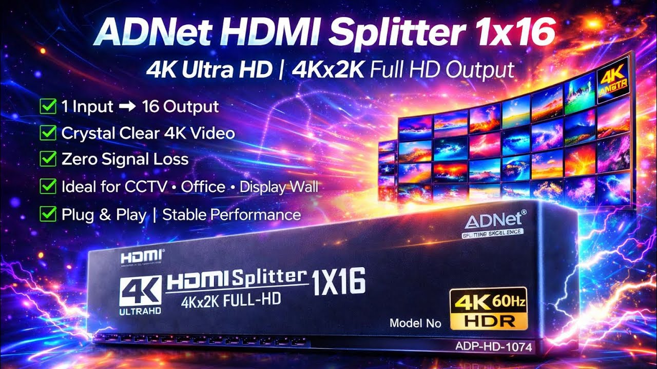 1 HDMI to 16 Screens?! 🤯 ADNet 4K HDMI Splitter 