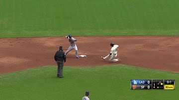 LAD@SF: Kershaw induces double play to end the 1st