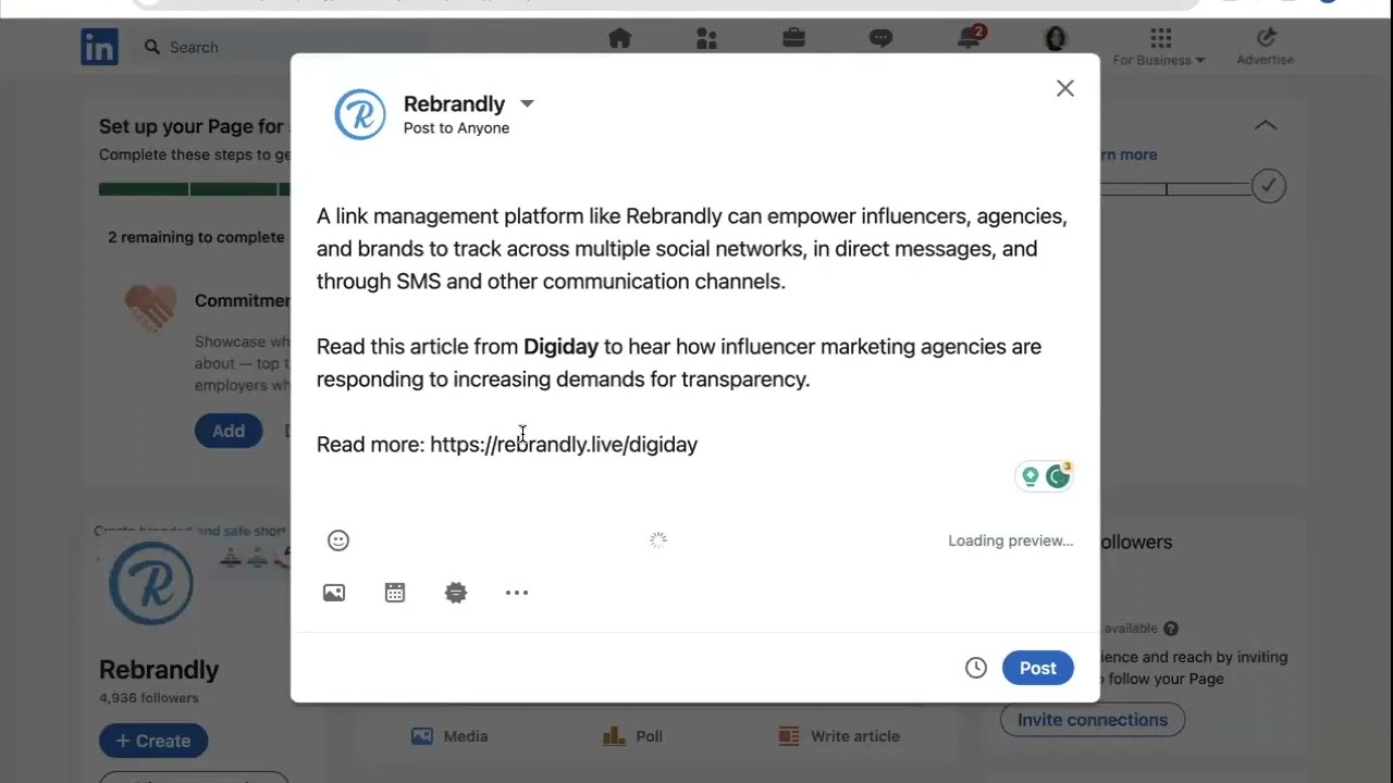How to create a short branded link to share in your LinkedIn Post