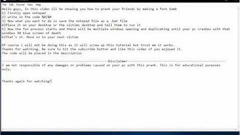 Notepad Fork Bomb || Prank Tutorial #1 **easy**