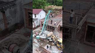 Efficient Roof Slab Concrete Pouring with a Boom Pump #shorts
