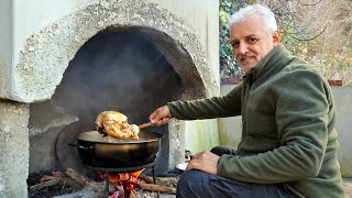AMAZING FLAVORS | Butter Roasted Chicken and Fried Potatoes | Outdoor Kitchen