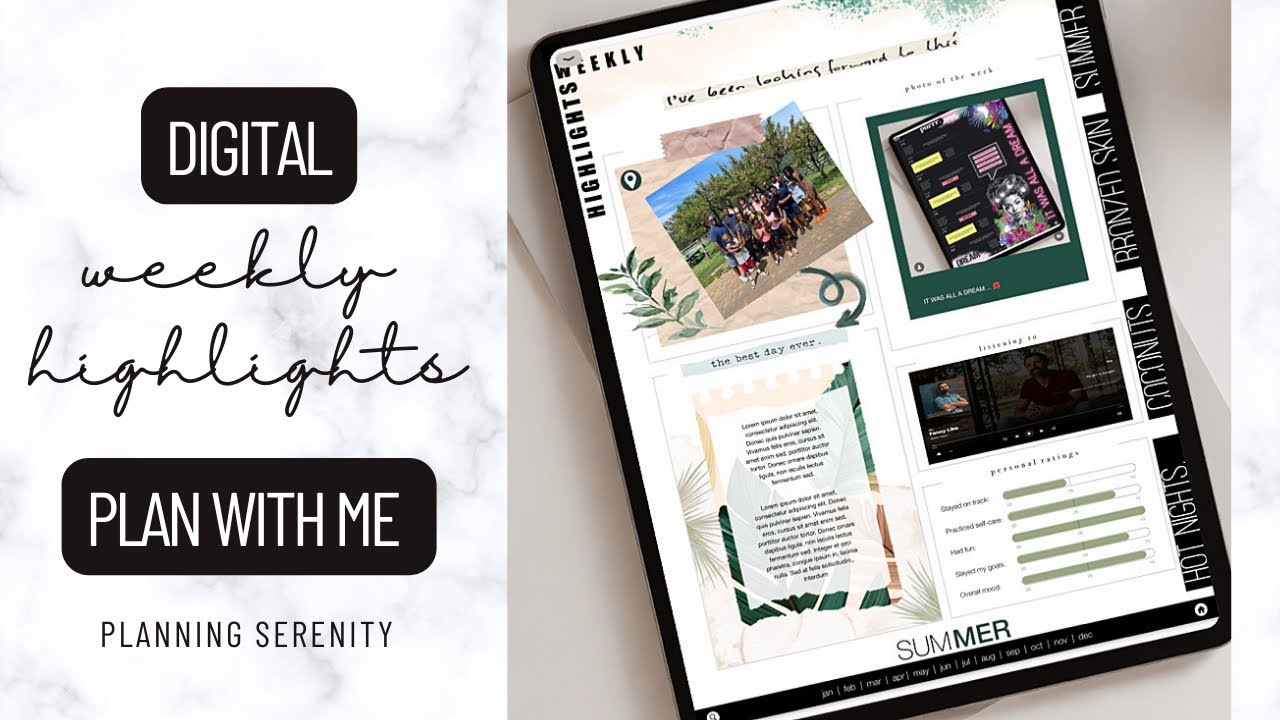 DIGITAL PLAN WITH ME | WEEKLY HIGHLIGHTS PAGE | PLAN WITH ME IN ...