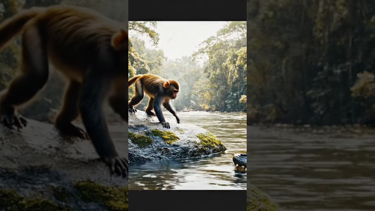 Small Crocodile Attack Monkey 😱 | Army Rescue in monkey 🐒🚁 | 