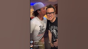 🤣 Tom Delonge KISSES Mark Hoppus backstage at a concert on Instagram Live! #Blink182