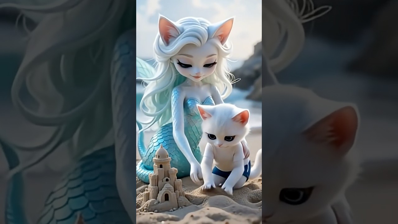 Mermaid cat saved the life of kitten 🧜‍♀️😻 #cute #cat #ai #shorts #ytshorts #shortsfeed #fyp