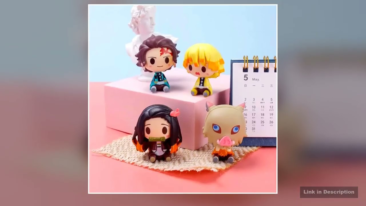 4PcsSet Q Version Demon Slayer Sitting Ghost Doll 4cm Tanjiro Nidouzi Inosuke Zenizu Figure Action