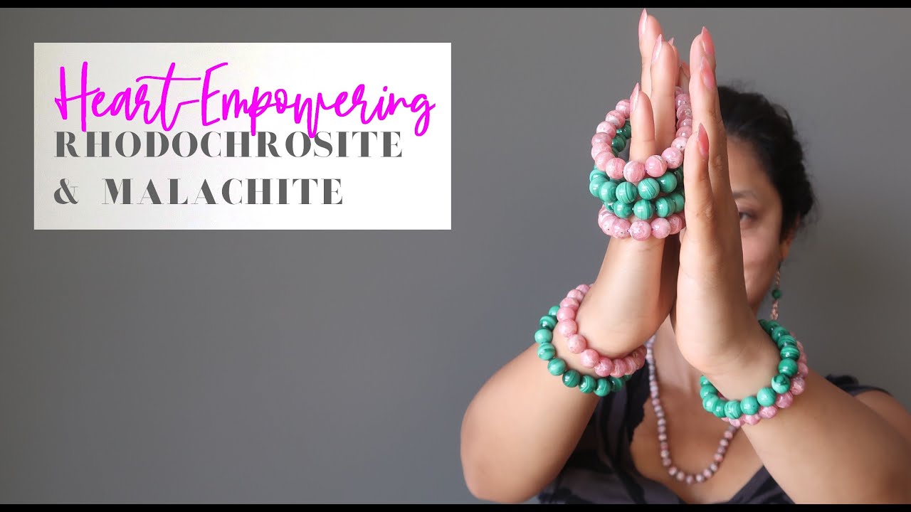 Heart-Empowering Bracelet Set - Rhodochrosite & Malachite