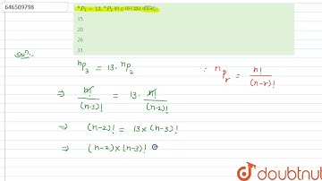 ^(n)P_(3) = 13. ^(n)P_(2) का n मान ज्ञात कीजिए।  | 12 | क्रमचय एवं संचय  | MATHS | ARIHANT PUBLI...