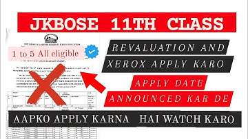 Jkbose 11th Class Revaluation and Xerox Apply | jkbose 11th Class Result out