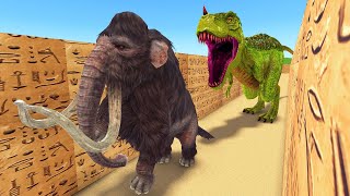 Titan T-rex vs Elephant mammoth escape from maze video compilation | Mammoth life #23