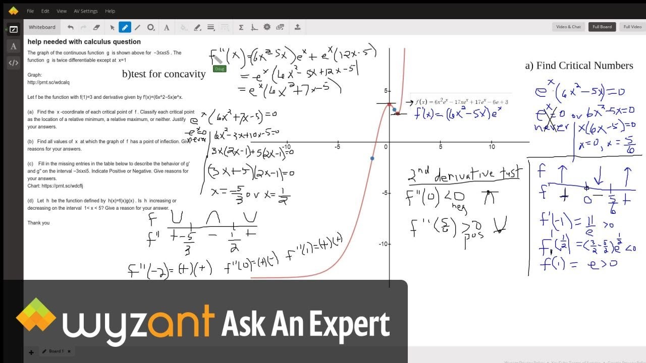 find-critical-numbers-and-points-of-inflection-for-function-involving-e-x-polynomial-youtube