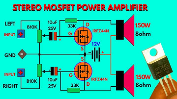 STEREO MOSFET POWERFUL AMPLIFIER USING (IRFZ44N).